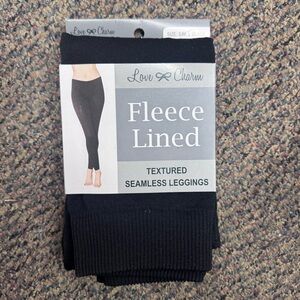 Love Charm Black Fleece Lined Leggings